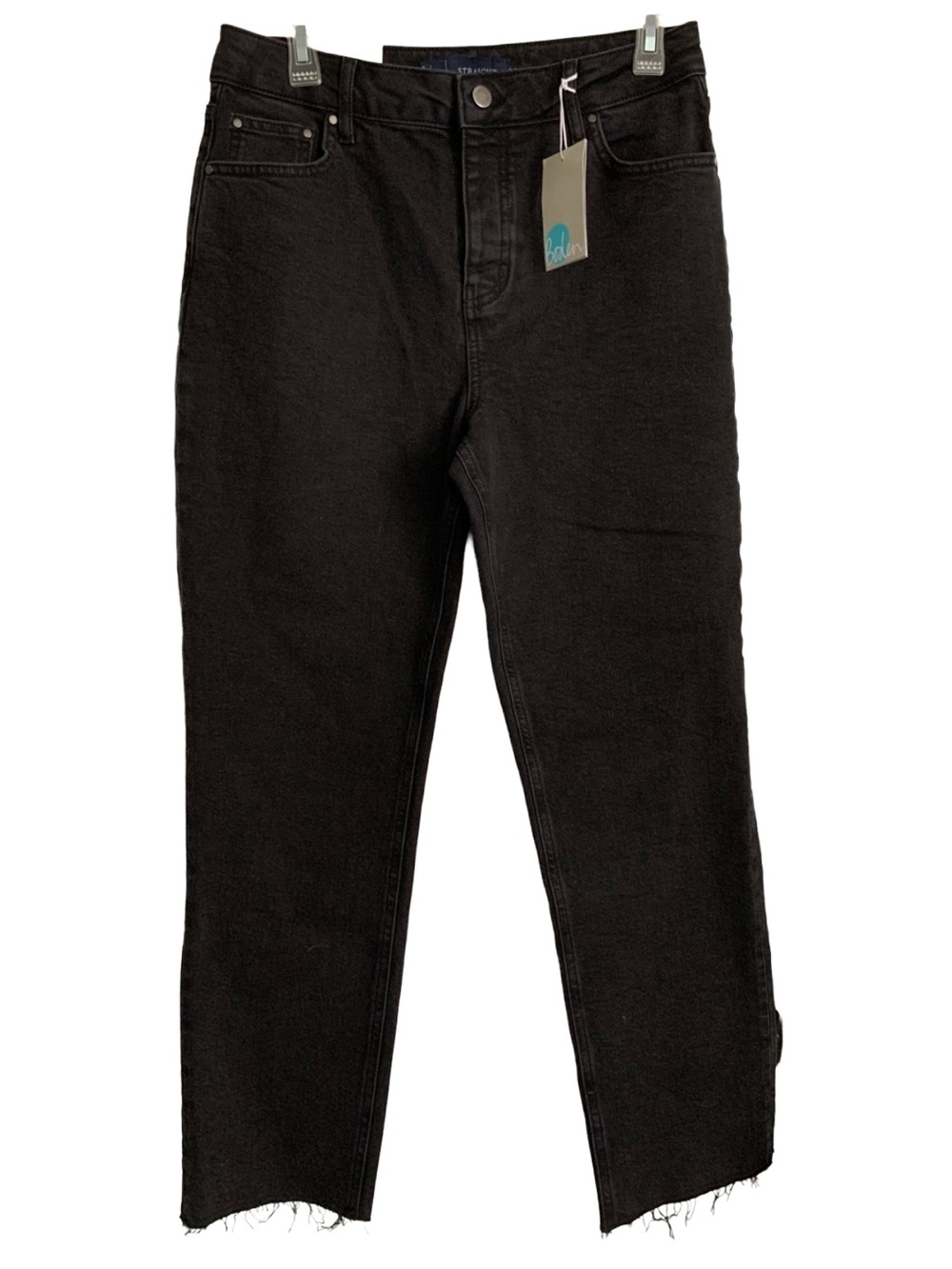 BODEN Women’s Black Straight Leg High Rise Raw Hem Cotton Elastane Jeans